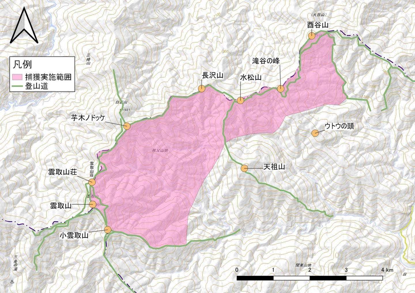 捕獲場所の地図