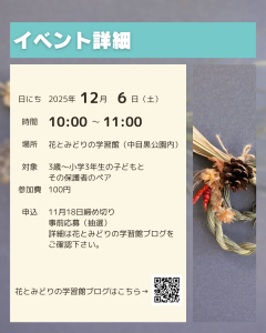 イベントの日時、場所、対象が書かれている画像。上記の文章と同じ