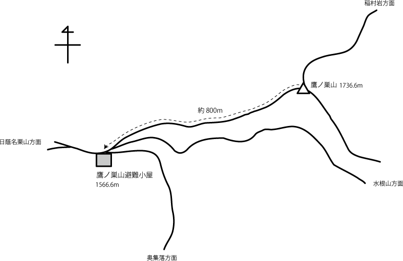 鷹ノ巣避難小屋の地図