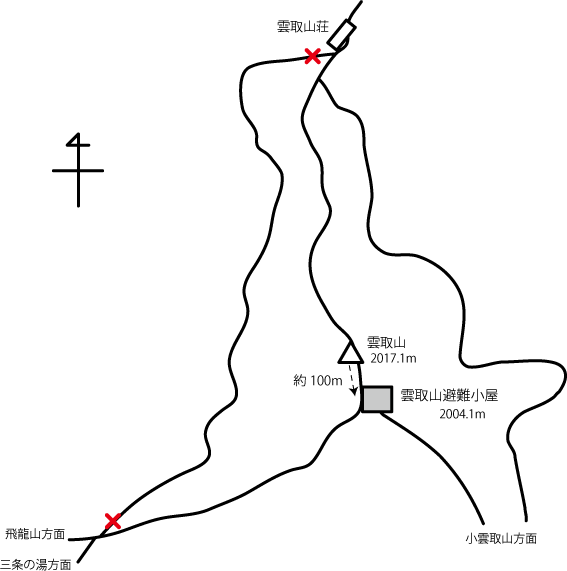 雲取山避難小屋の地図