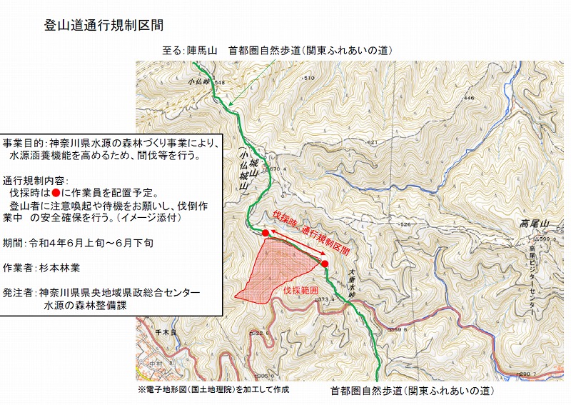 関東ふれあいの道一部通行規制地点